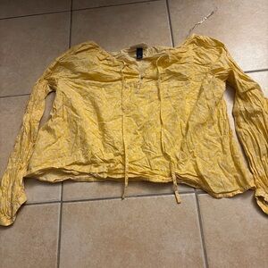 Yellow Floral Tie Front Blouse – Boho Style